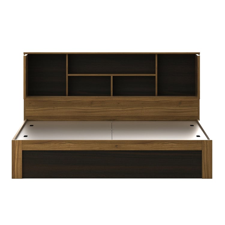 Helios Vincent King Bed with Headboard and Box Storage - Brown