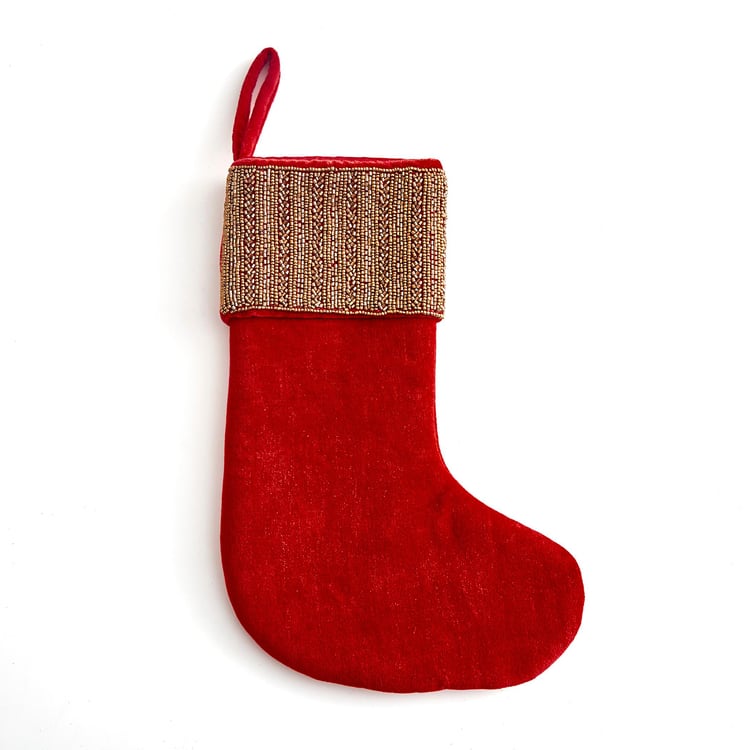 Carols Beaded Christmas Stocking