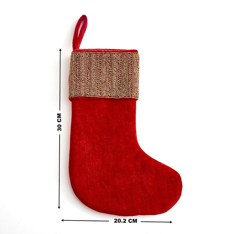 Carols Beaded Christmas Stocking