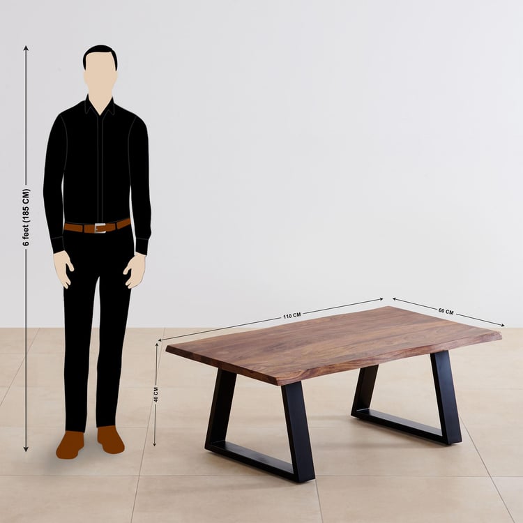 Raga NXT Sheesham Wood Top Coffee Table - Brown and Black