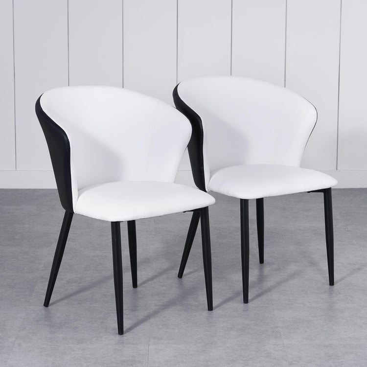 Charlie Set of 2 Faux Leather Dining Chairs - White