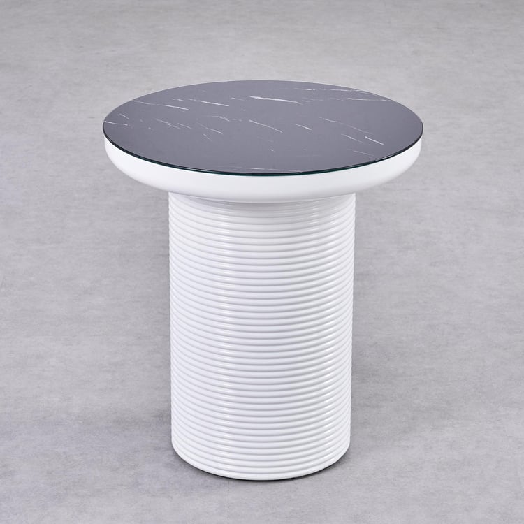 Charlie Glass Top End Table - White