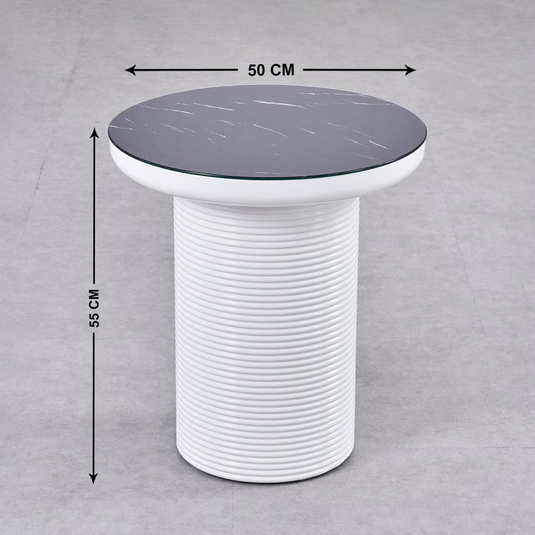 Charlie Glass Top End Table - White