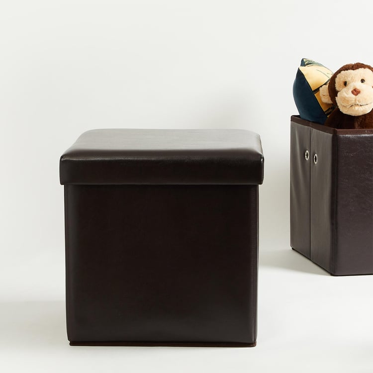 Sanderson Faux Leather Collapsible Storage Ottoman