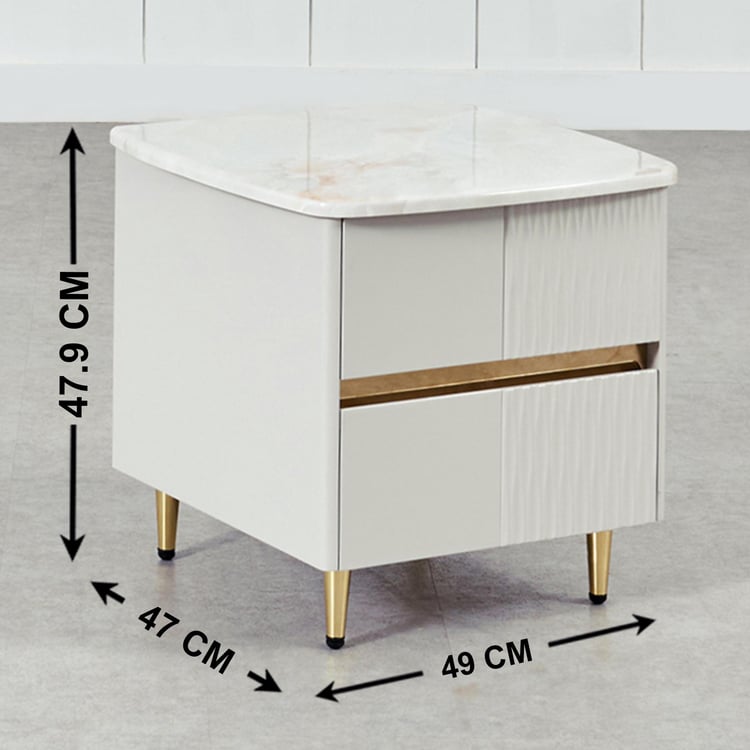 Vegas Bed Side Table with Drawers - Grey