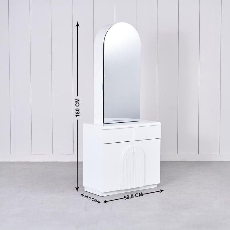 Charlie Dresser Mirror with Drawers - White