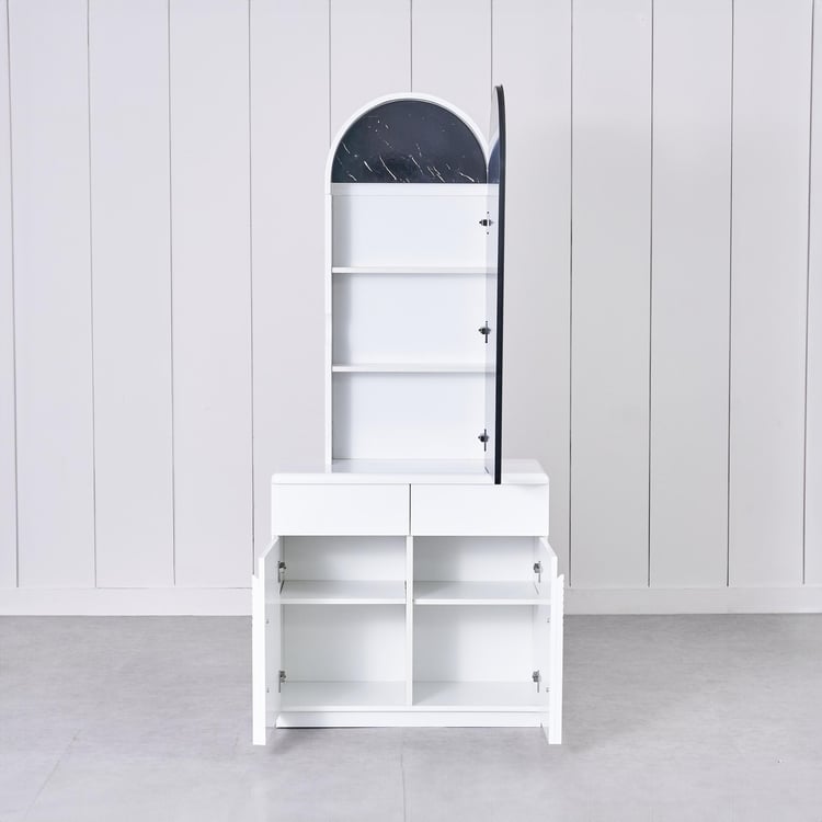 Charlie Dresser Mirror with Drawers - White