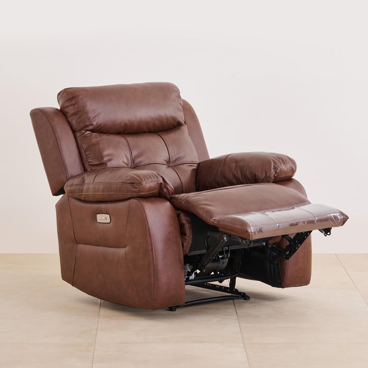 Blake Half Leather 1-Seater Electrical Recliner - Brown