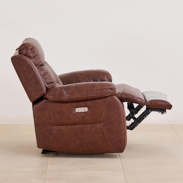 Blake Half Leather 1-Seater Electrical Recliner - Brown