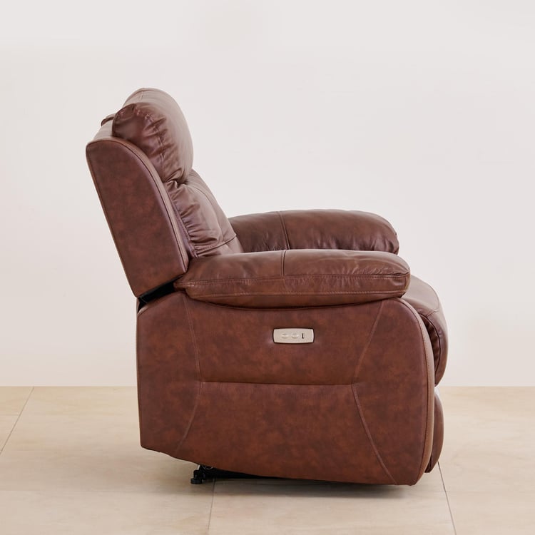 Blake Half Leather 1-Seater Electrical Recliner - Brown