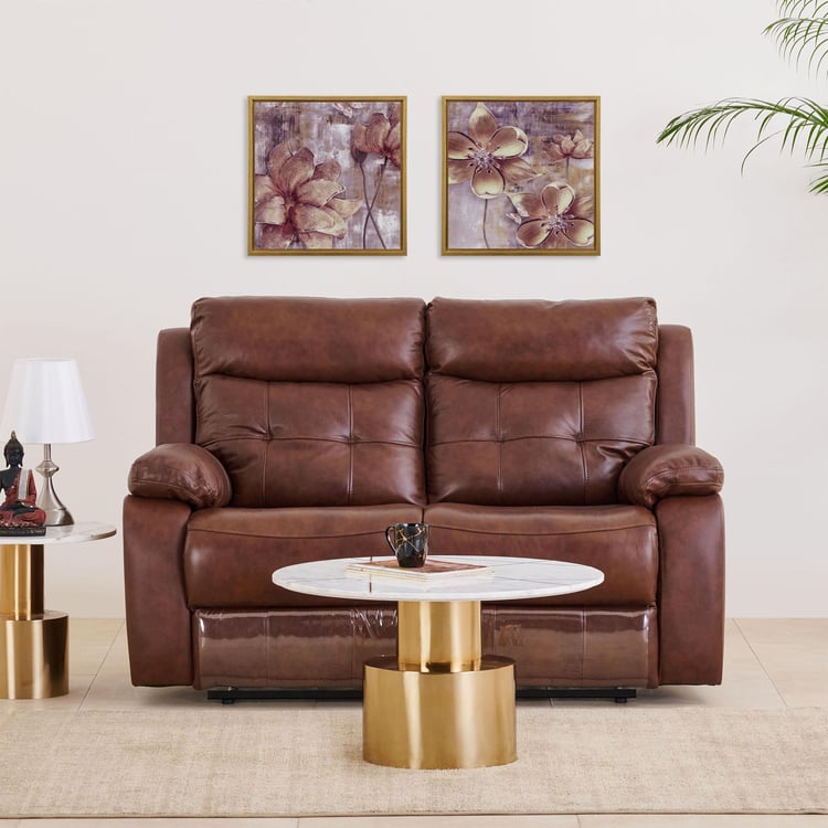 Blake Half Leather 2-Seater Electrical Recliner - Brown