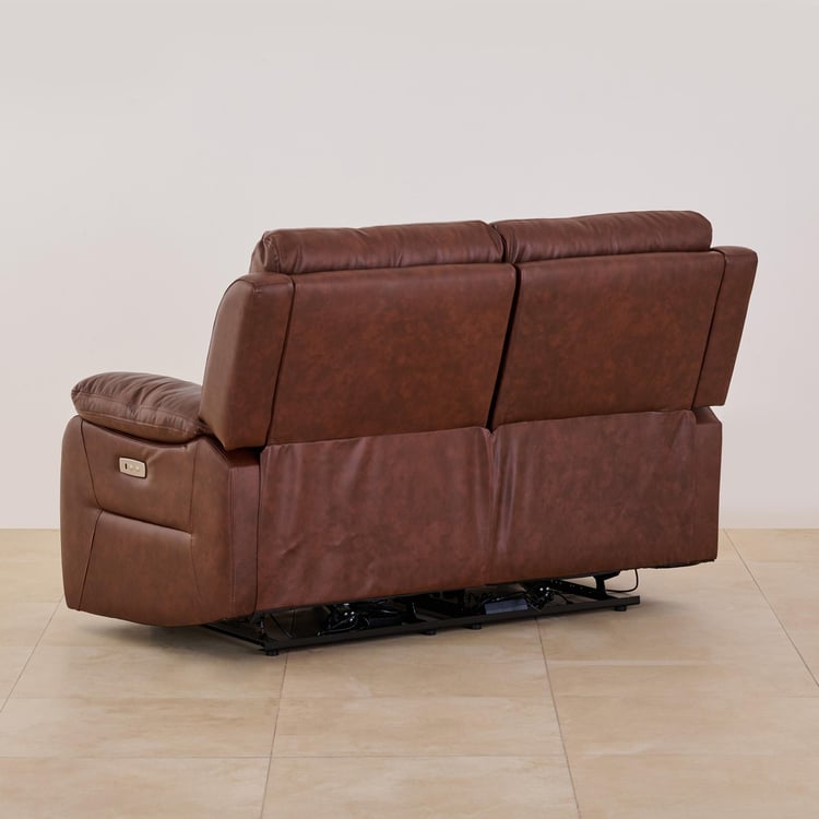 Blake Half Leather 2-Seater Electrical Recliner - Brown