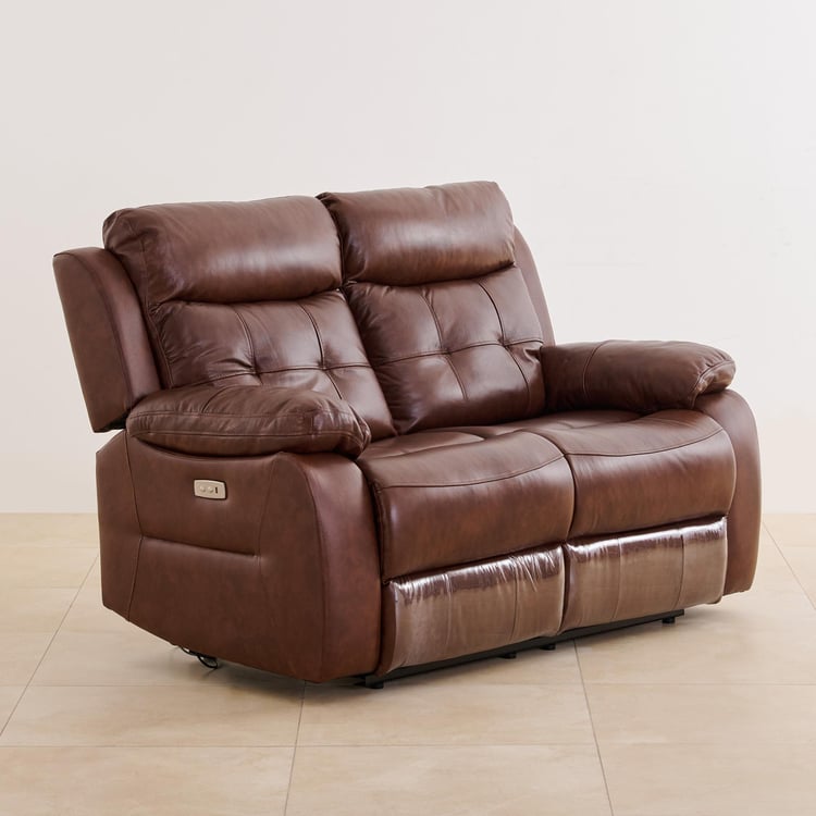 Blake Half Leather 2-Seater Electrical Recliner - Brown