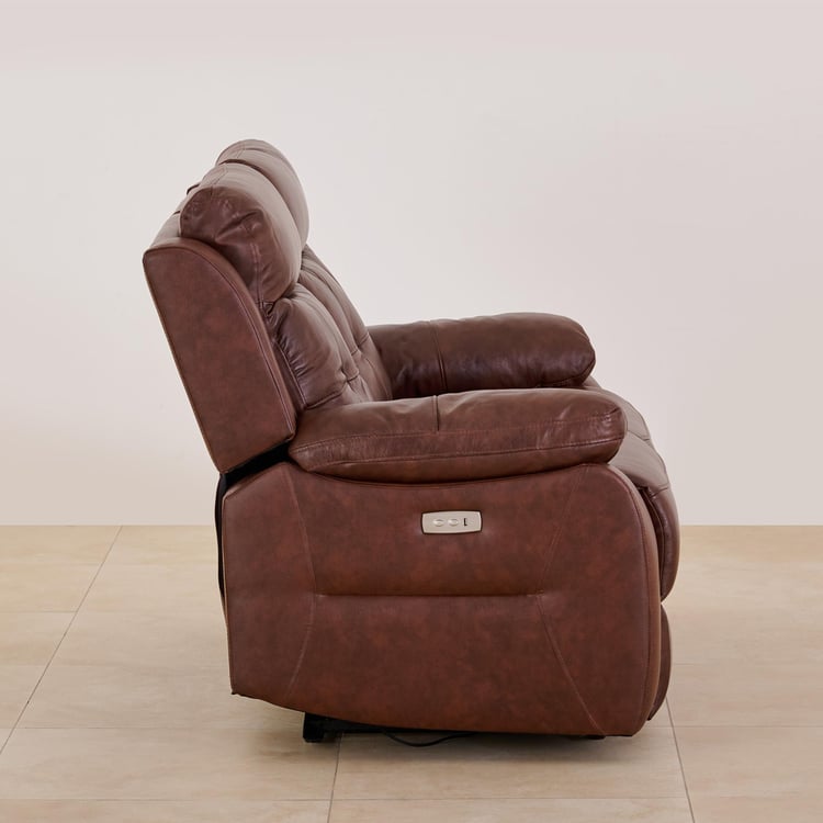 Blake Half Leather 2-Seater Electrical Recliner - Brown