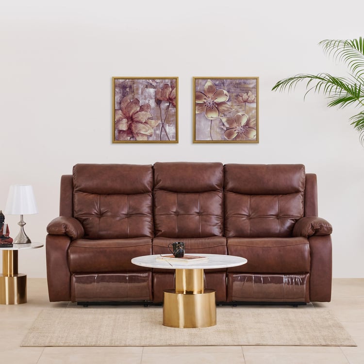 Blake Half Leather 3-Seater Electric Recliner - Tan