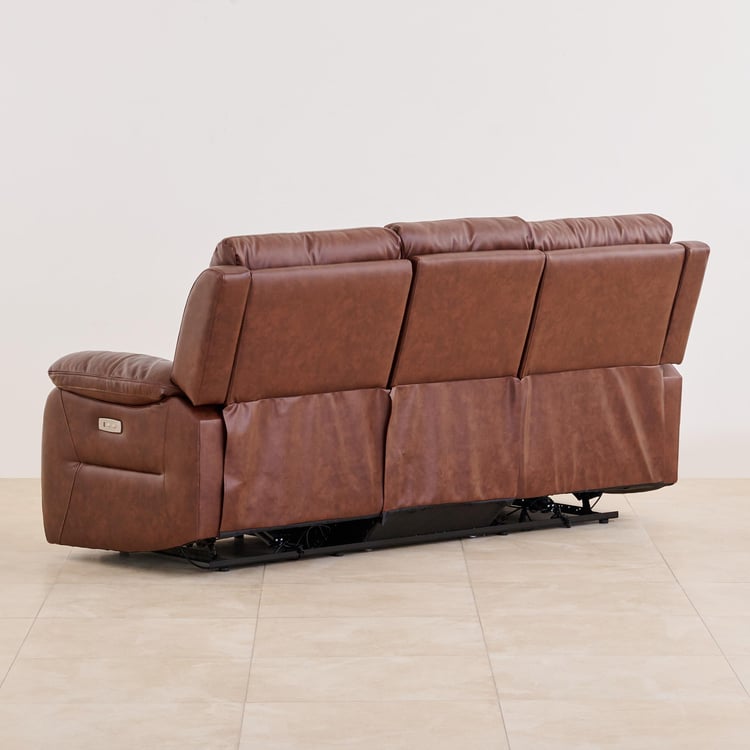 Blake Half Leather 3-Seater Electric Recliner - Tan