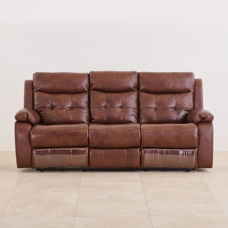 Blake Half Leather 3-Seater Electric Recliner - Tan