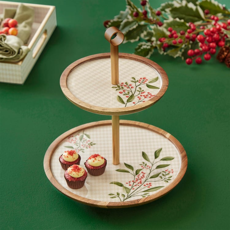 Corsica Noel Mango Wood Cake Stand