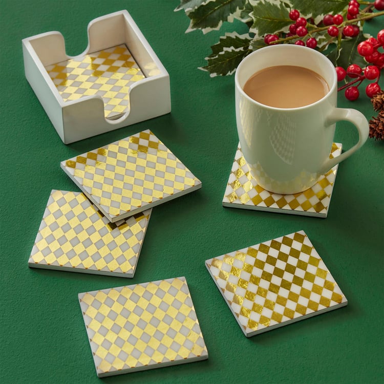 Corsica Noel Set of 6 Coasters with Stand