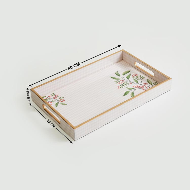 Corsica Noel Wood Printed Rectangular Large Serving Tray - 40X25cm