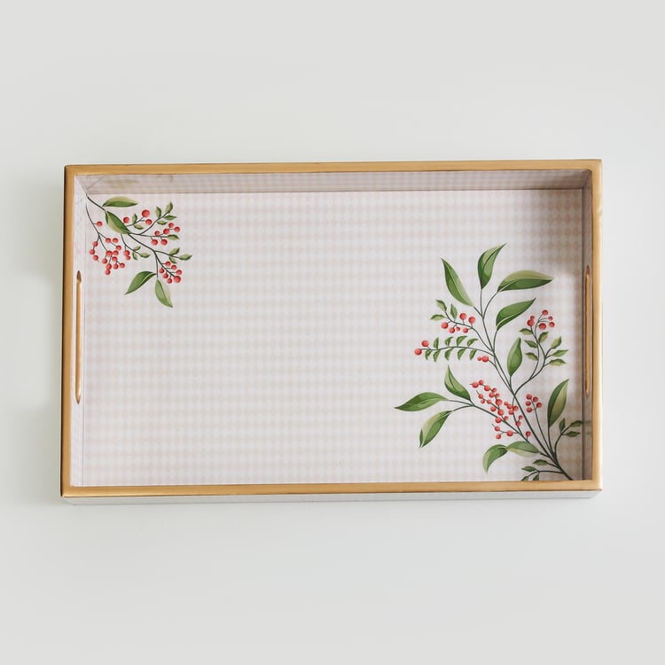 Corsica Noel Wood Printed Rectangular Large Serving Tray - 40X25cm