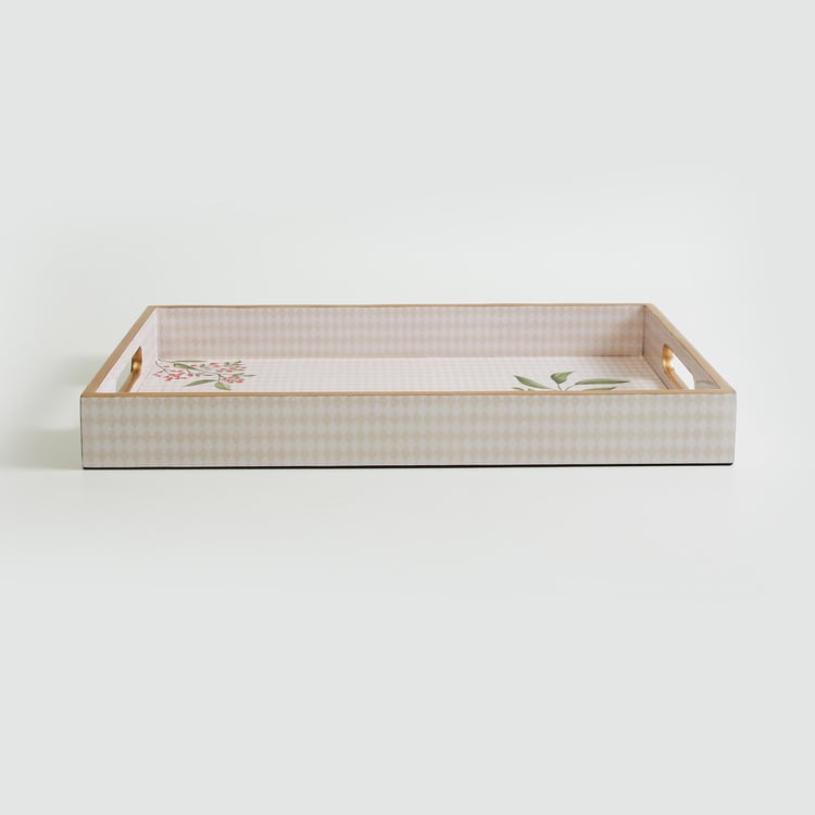 Corsica Noel Wood Printed Rectangular Large Serving Tray - 40X25cm