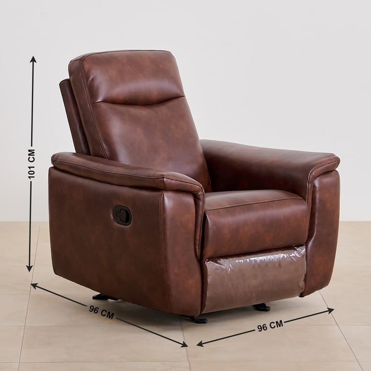 Darwin Faux Leather 1-Seater Recliner - Brown