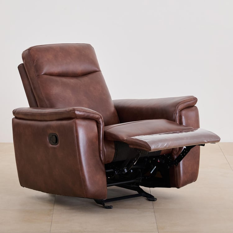 Darwin Faux Leather 1-Seater Recliner - Brown