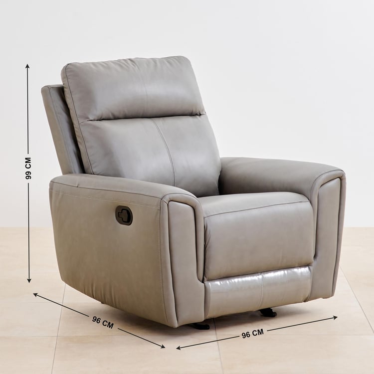 Eddison Half Leather 1-Seater Glider Recliner - Grey