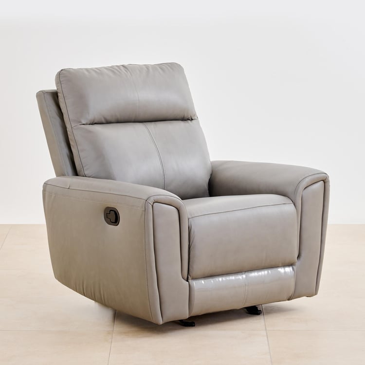 Eddison Half Leather 1-Seater Glider Recliner - Grey