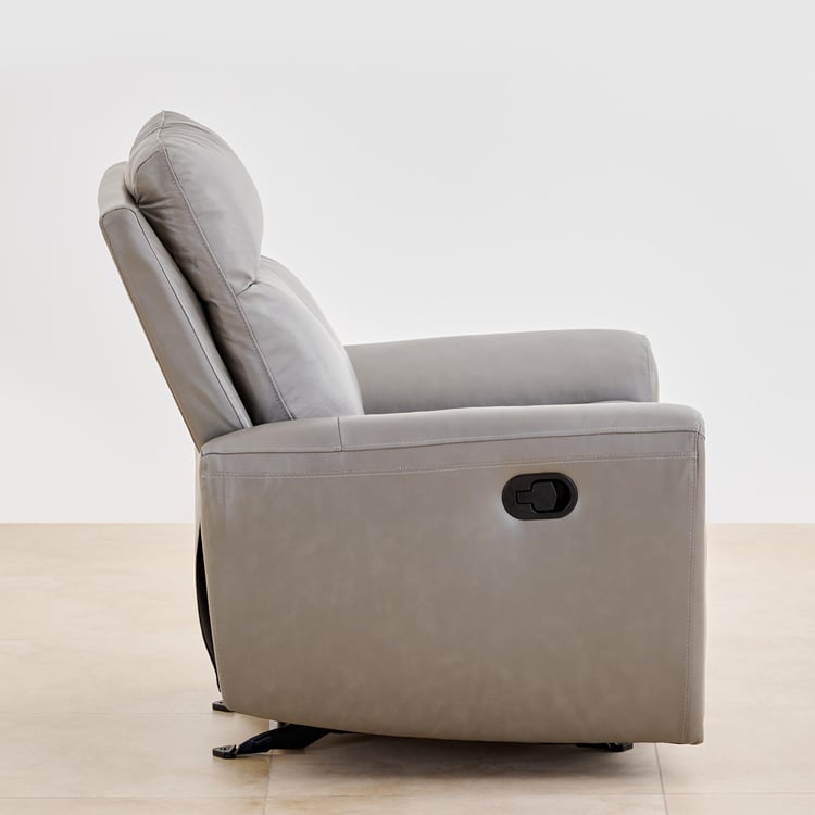 Eddison Half Leather 1-Seater Glider Recliner - Grey