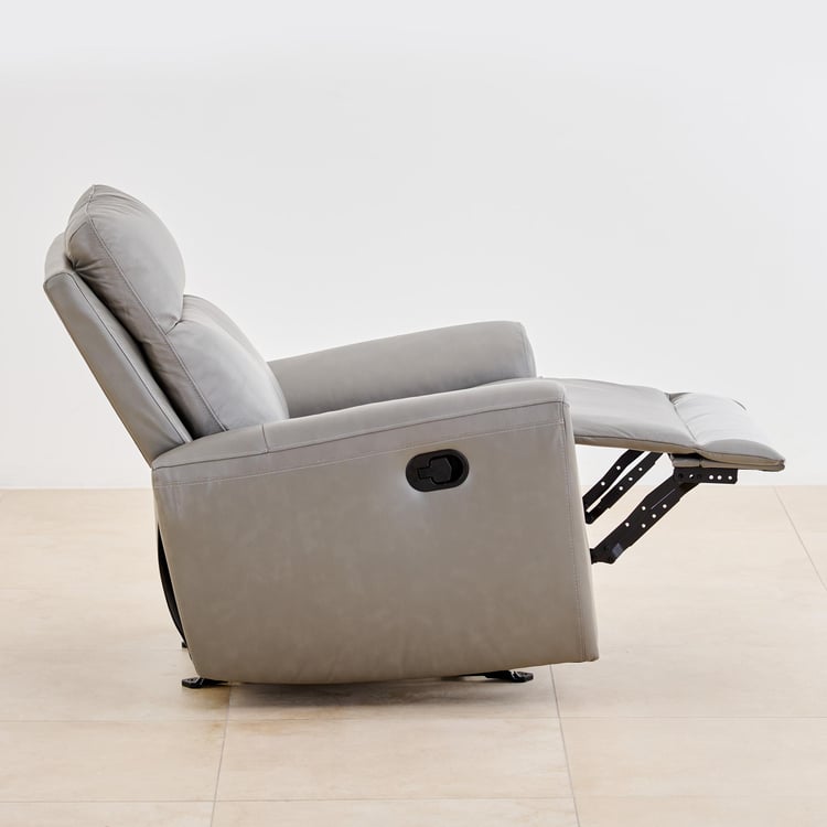 Eddison Half Leather 1-Seater Glider Recliner - Grey