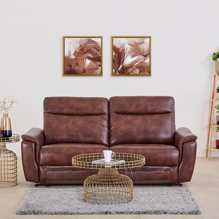 Darwin Faux Leather 3-Seater Recliner - Brown