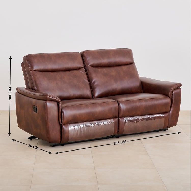 Darwin Faux Leather 3-Seater Recliner - Brown