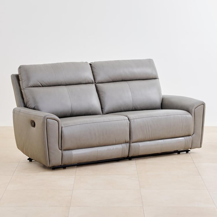 Eddison Half Leather 3-Seater Recliner - Grey