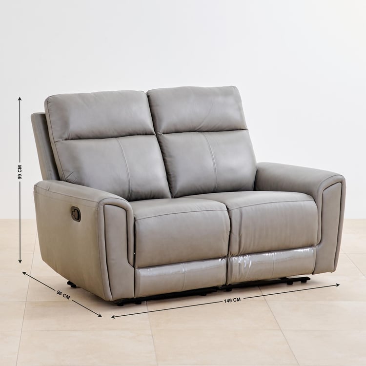 Eddison Half Leather 2-Seater Recliner - Grey