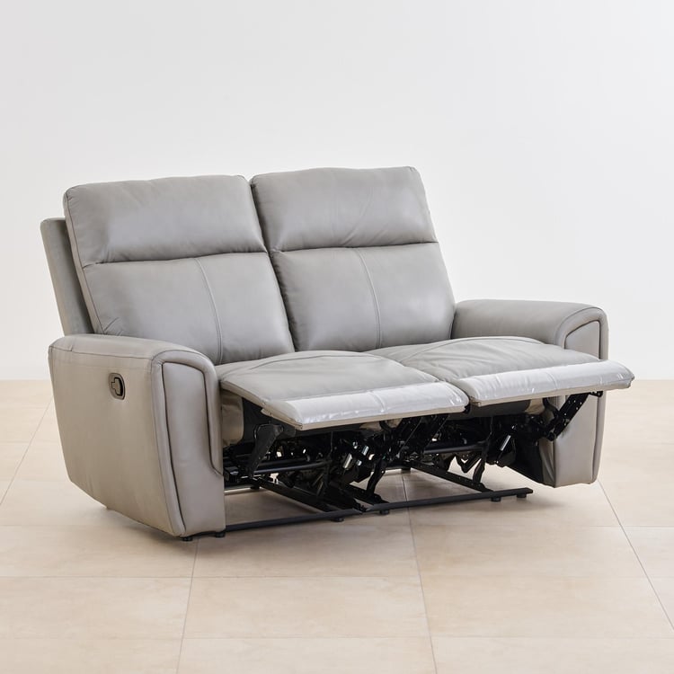 Eddison Half Leather 2-Seater Recliner - Grey