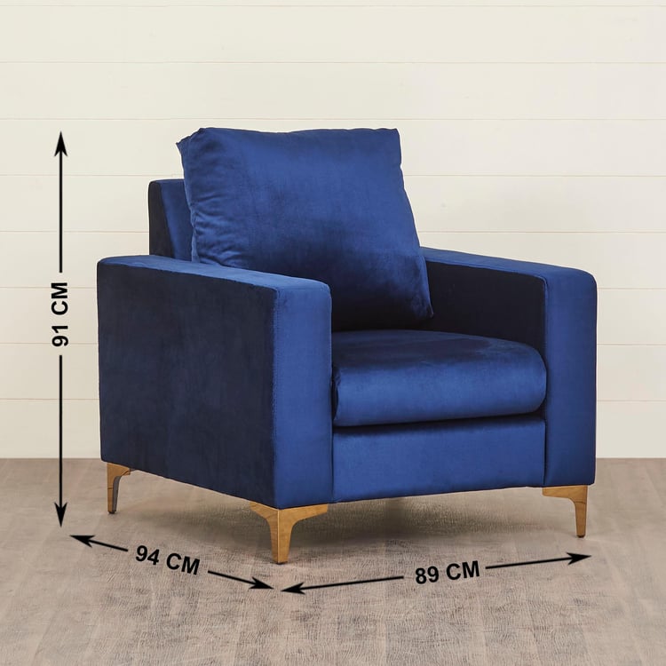 Noir Novelty Nxt 3+2+1 Seater Velvet Sofa Set with Cushions - Blue