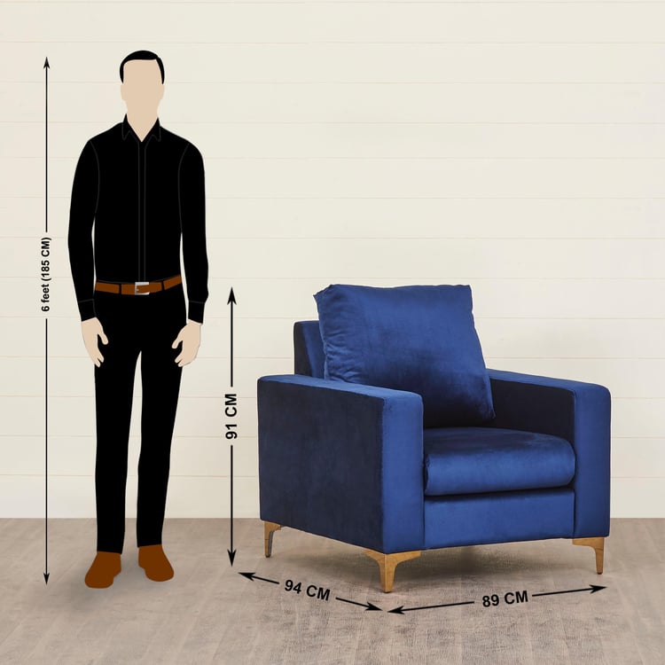 Noir Novelty Nxt 3+2+1 Seater Velvet Sofa Set with Cushions - Blue