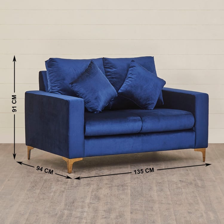 Noir Novelty Fabric 3+2 Seater Sofa Set - Blue