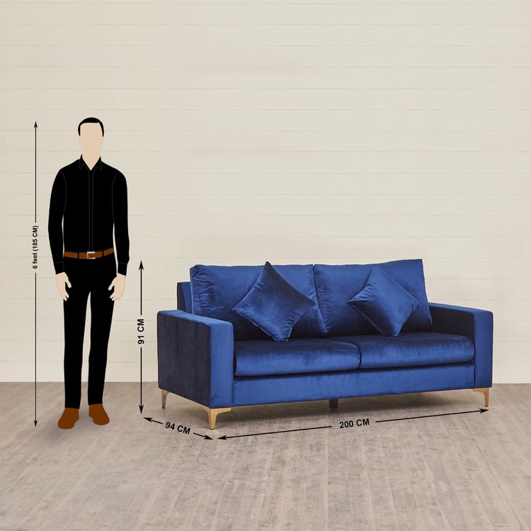 Noir Novelty NXT Fabric 3+1+1 Seater Sofa Set with Cushions - Blue
