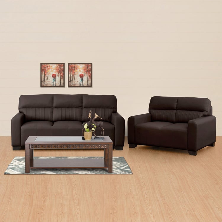 Albury Faux Leather 3+2 Seater Sofa Set - Brown