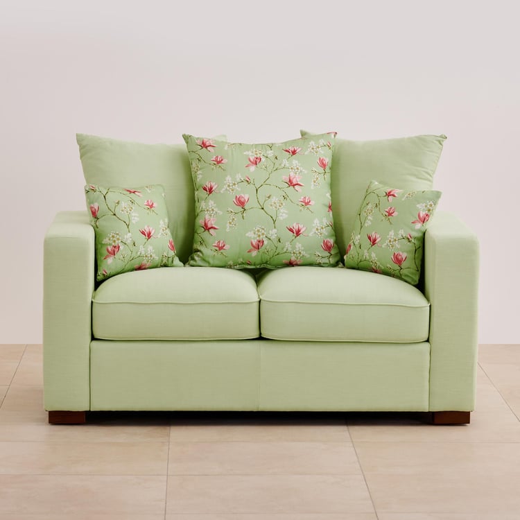 Cane Connection Fabric 2-Seater Sofa with Cushions - Green