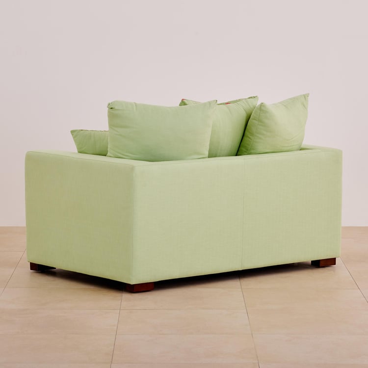 Cane Connection Fabric 2-Seater Sofa with Cushions - Green