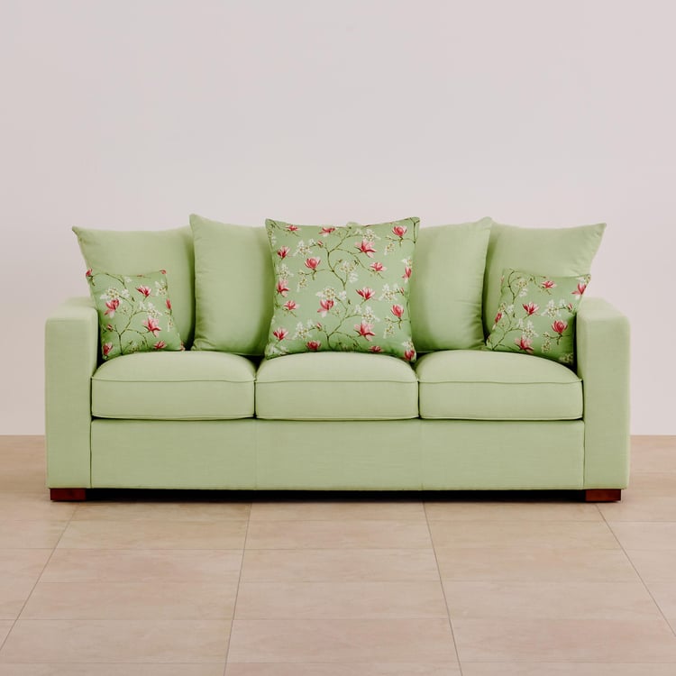 Cane Connection Fabric 3-Seater Sofa with Cushions - Green