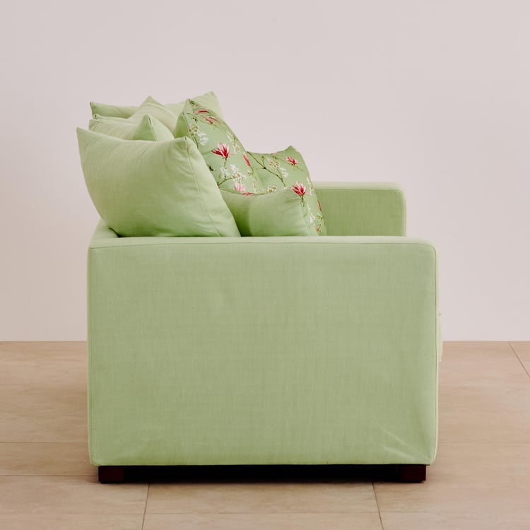 Cane Connection Fabric 3-Seater Sofa with Cushions - Green