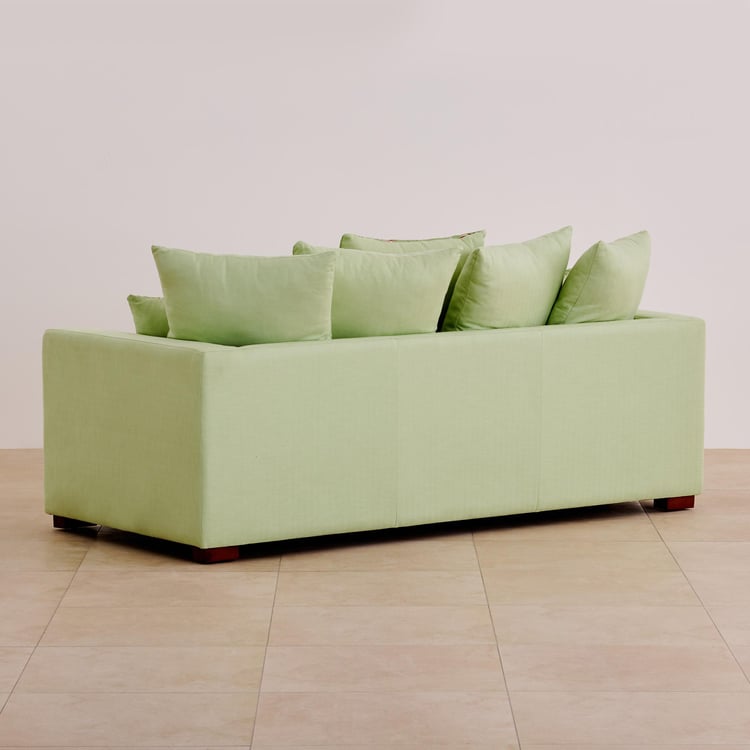Cane Connection Fabric 3-Seater Sofa with Cushions - Green