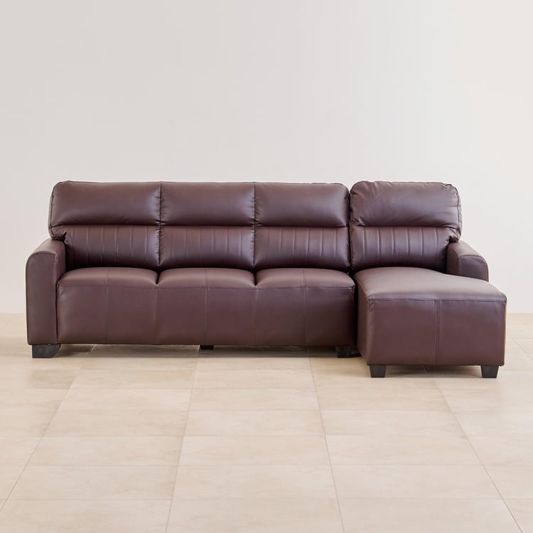 Albury Faux Leather 3-Seater Right Corner Sofa with Chaise - Madrid Brown