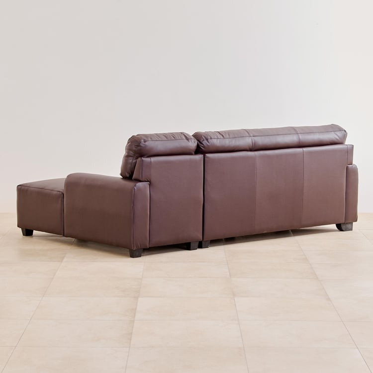 Albury Faux Leather 3-Seater Right Corner Sofa with Chaise - Madrid Brown