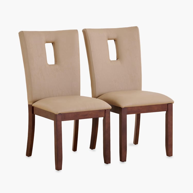 (Refurbished) Oxville Set of 2 Faux Leather Dining Chairs - Beige